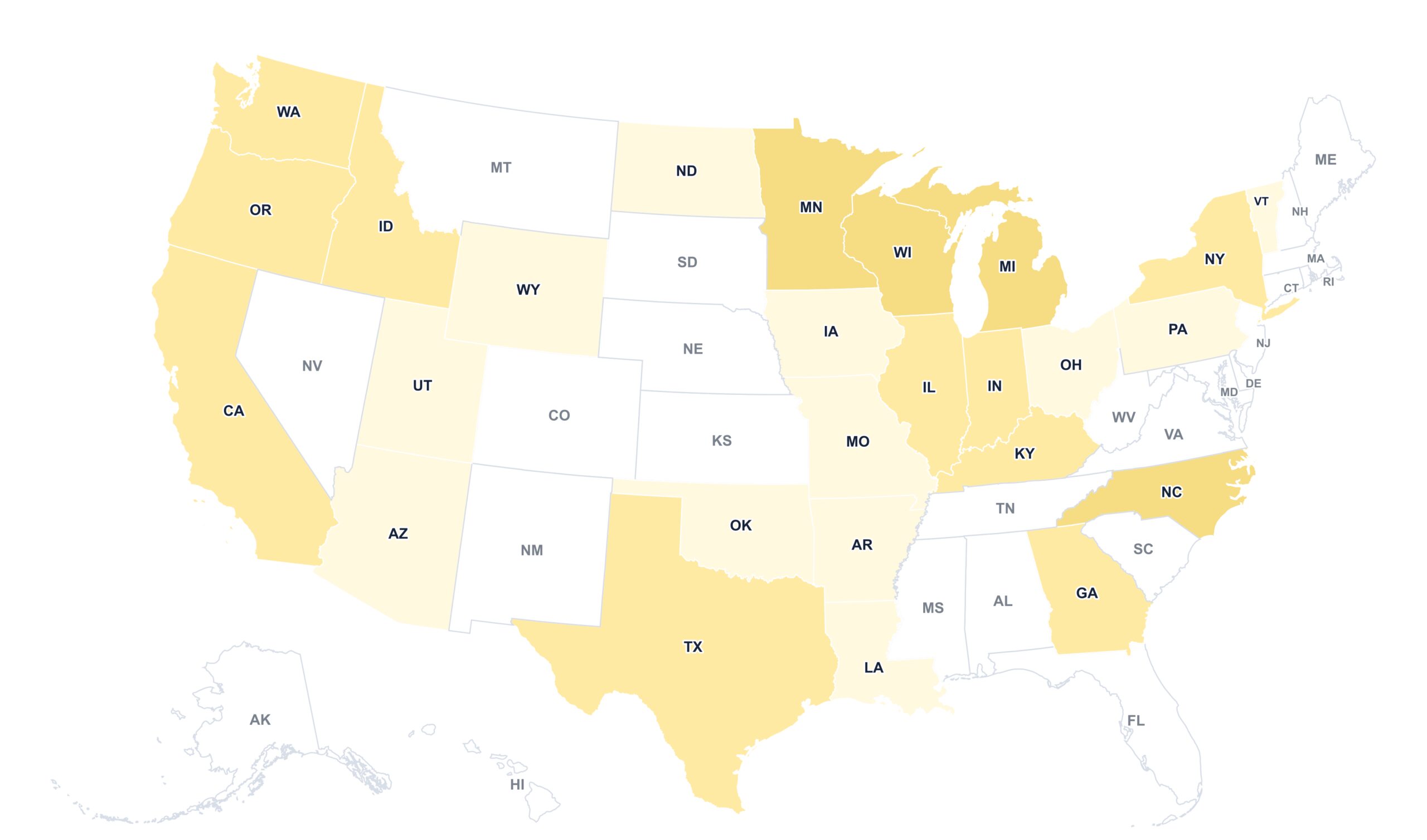 Carte placements usa